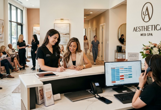 A confident professional at a modern aesthetic clinic