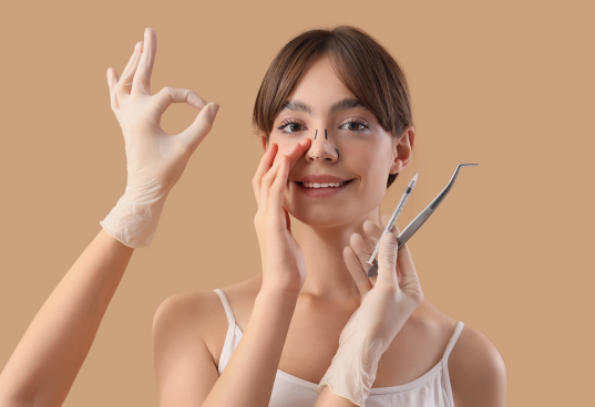 A confident person delighted with their cosmetic surgery results